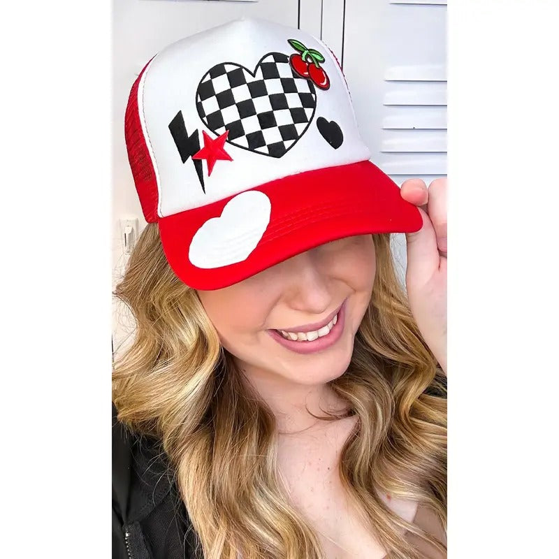 Checkerboard Cherry Patch Trucker Hat - Sweet Retro Vibes #CherryPatchHat #TruckerStyle #RedGlow T-Shirts, Hoodie, Sweatshirt