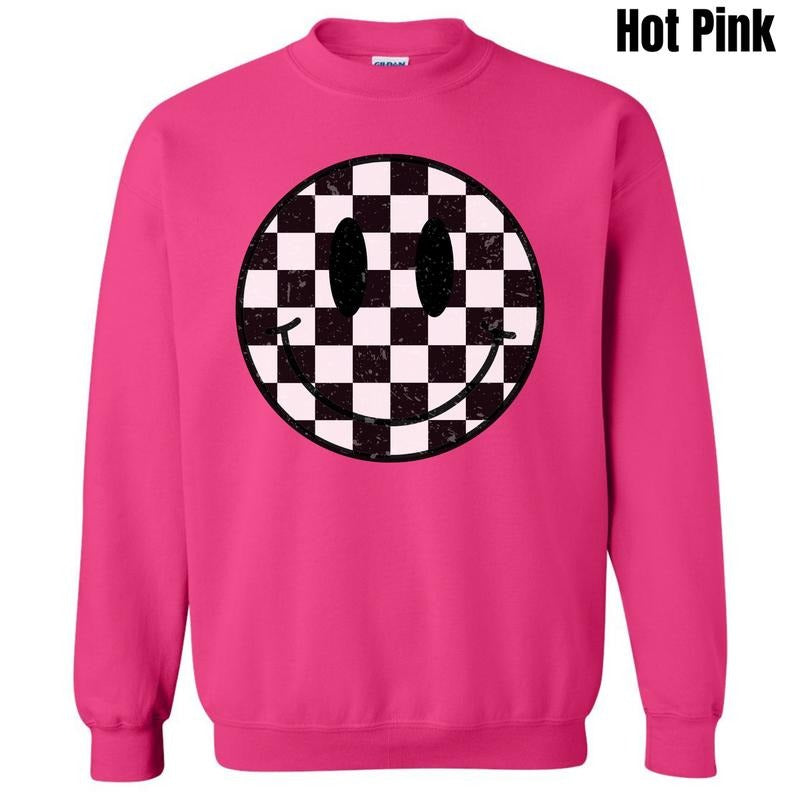 Checkerboard Happy Face Sweatshirt 'NLB' T-Shirts, Hoodie | RetroVerseTees.com