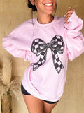 Checkered Bow Graphic Pullover T-Shirts, Hoodie, Sweatshirt | RetroVerseTees.com