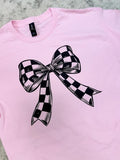 Checkered Bow Graphic Tee Hoodie, Sweatshirt | RetroVerseTees.com