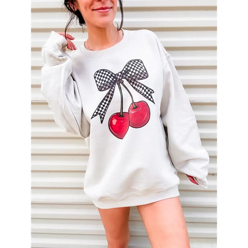 Checkered Cherries Graphic Top T-Shirts, Hoodie, Sweatshirt | RetroVerseTees.com