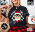 Checkered Elf Comfort Colors, Trendy Women's Christmas Tshirt Hoodie, Sweatshirt | RetroVerseTees.com