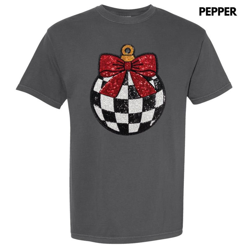 Checkered Ornament Sequin Patch Comfort Colors T-Shirt Hoodie, Sweatshirt | RetroVerseTees.com