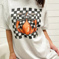 Checkered Pumpkin Graphic Top T-Shirts, Hoodie, Sweatshirt | RetroVerseTees.com