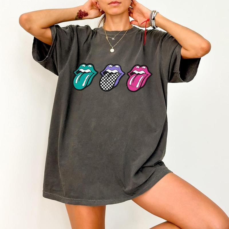 Checkered Rock Tongues Tshirt, Retro Lips shirt,, Concert Tee, Classic Rock, Tshirt, Hoodie, Sweatshirt | RetroVerseTees.com