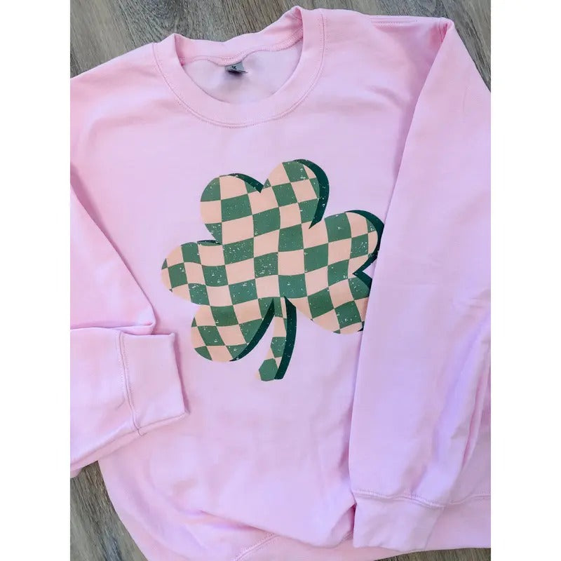 Checkered Shamrock Graphic Top T-Shirts, Hoodie, Sweatshirt | RetroVerseTees.com