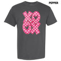 Checkered XOXO Pink Sequin Patch Comfort Colors T-Shirt Hoodie, Sweatshirt | RetroVerseTees.com