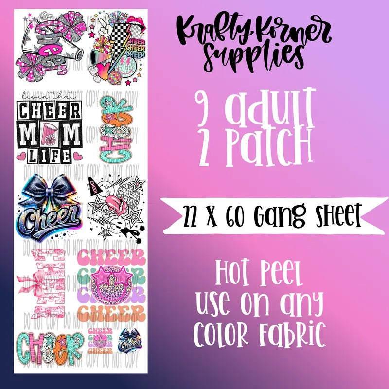Cheer DTF Transfer Gang Sheet, 22 x 60 T-Shirts, Hoodie, Sweatshirt | RetroVerseTees.com