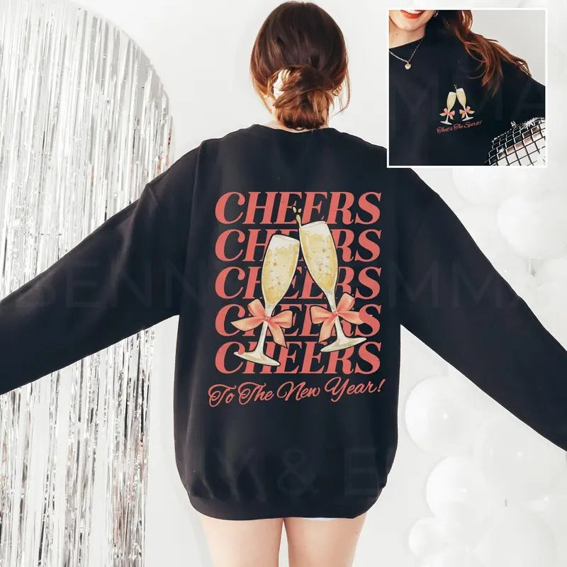 Cheers Hidden leaf ninja TNF New Year Sweatshirt Champagne Sweatshirt Retro Style 2025 New Years Eve Sweatshirt T-Shirts,...