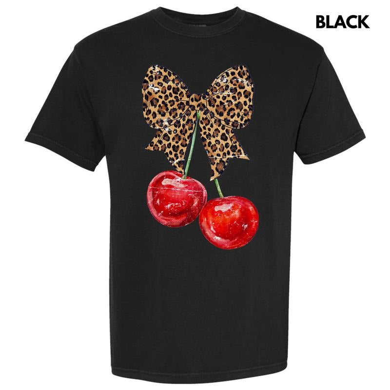 Cheetah Bow Cherries Comfort Colors T-Shirt 'NLB' Hoodie, Sweatshirt | RetroVerseTees.com