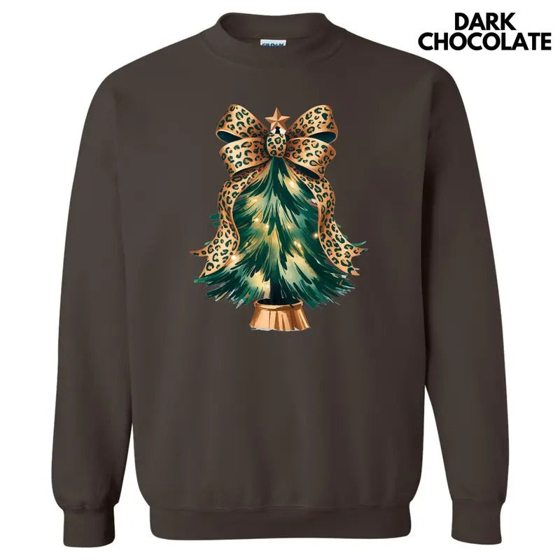 Cheetah Bow Christmas Tree Sweatshirt 'NLB' T-Shirts, Hoodie | RetroVerseTees.com
