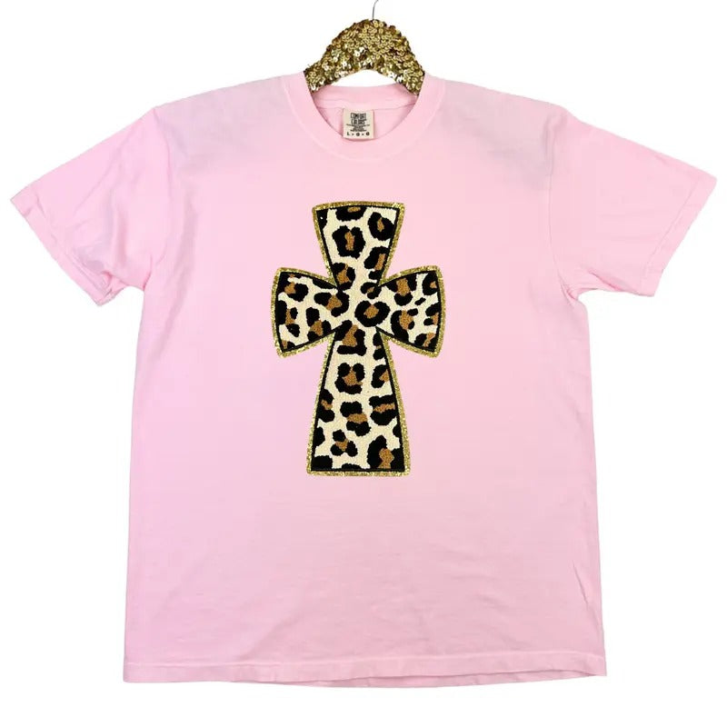 Cheetah CROSS Chenille Patch Comfort Colors T-Shirt Hoodie, Sweatshirt | RetroVerseTees.com