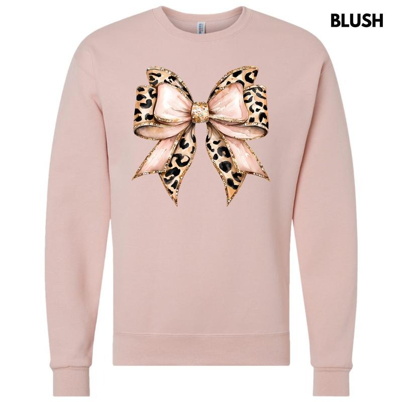 Cheetah Faux Glitter Bow Sweatshirt 'NLB' T-Shirts, Hoodie | RetroVerseTees.com