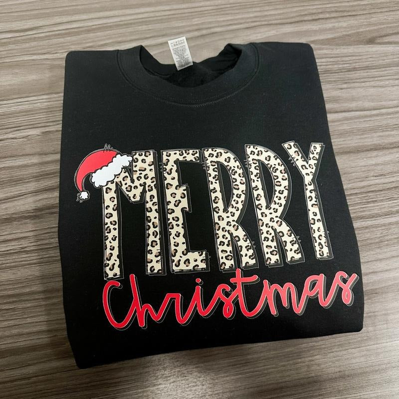 Cheetah Merry Christmas Gildan Sweatshirt --- BLACK T-Shirts, Hoodie | RetroVerseTees.com