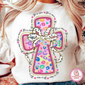 Cheetah cross easter Sweatshirt, Coquette cross Sweatshirt, He is risen Sweatshirt, Jesus easter Sweatshirt, Christian...