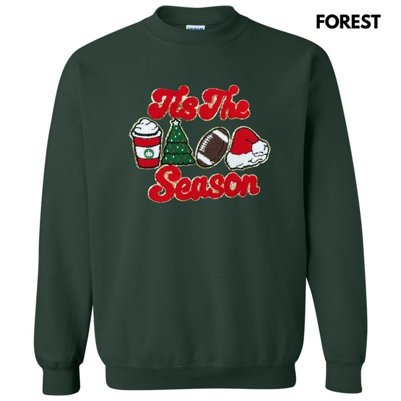 Chenille Tis The Season Patch Sweatshirt T-Shirts, Hoodie | RetroVerseTees.com