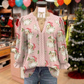 Cherrybetty Mixed Christmas Santa Print Cuff Sleeve Top Blouses Shirts cute fall outfits going outfits going tops basic...