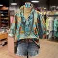 Cherrybetty Vintage Mixed Print Puff Sleeve Top for Women Elegant Bohemian Style Blouse with Retro Charm FOG Outfits...