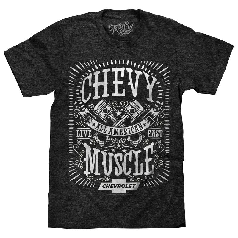 Chevrolet All American Muscle T-Shirt - Gray Hoodie, Sweatshirt | RetroVerseTees.com
