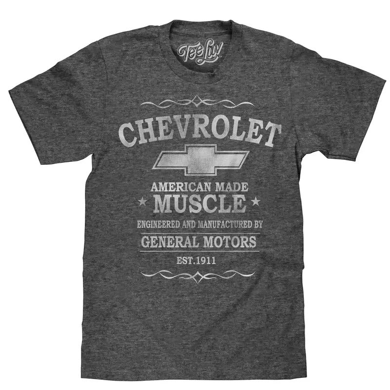 Chevrolet American Made Muscle T-Shirt - Gray Hoodie, Sweatshirt | RetroVerseTees.com
