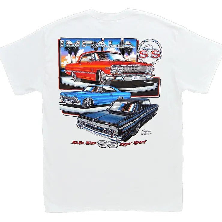 Chevrolet Impala SS White T-Shirt - Chevy Super Sport 409 1963 1964 1965 1966 Hoodie, Sweatshirt | RetroVerseTees.com