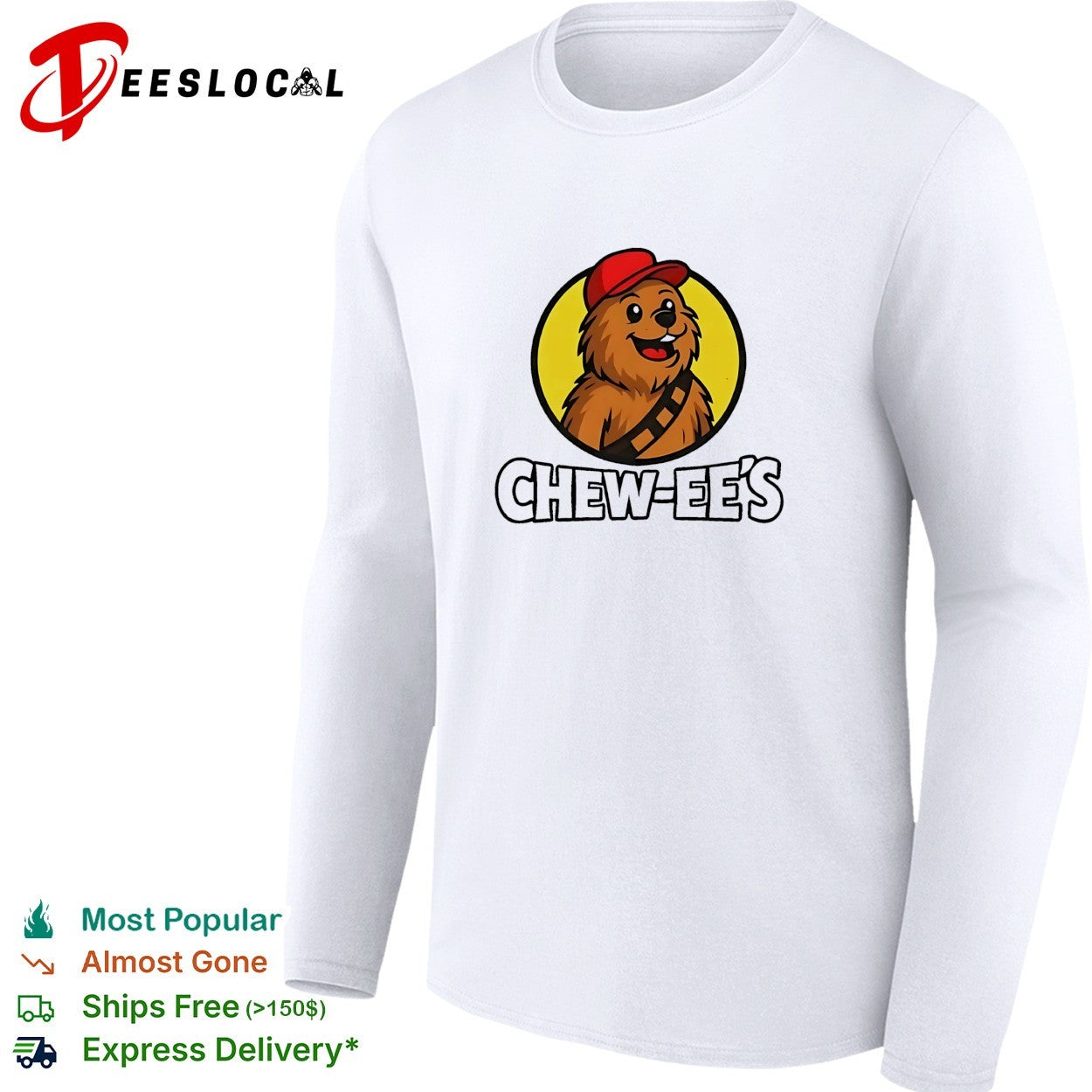 Chew ee’s Chewbacca fast food parody logo shirt