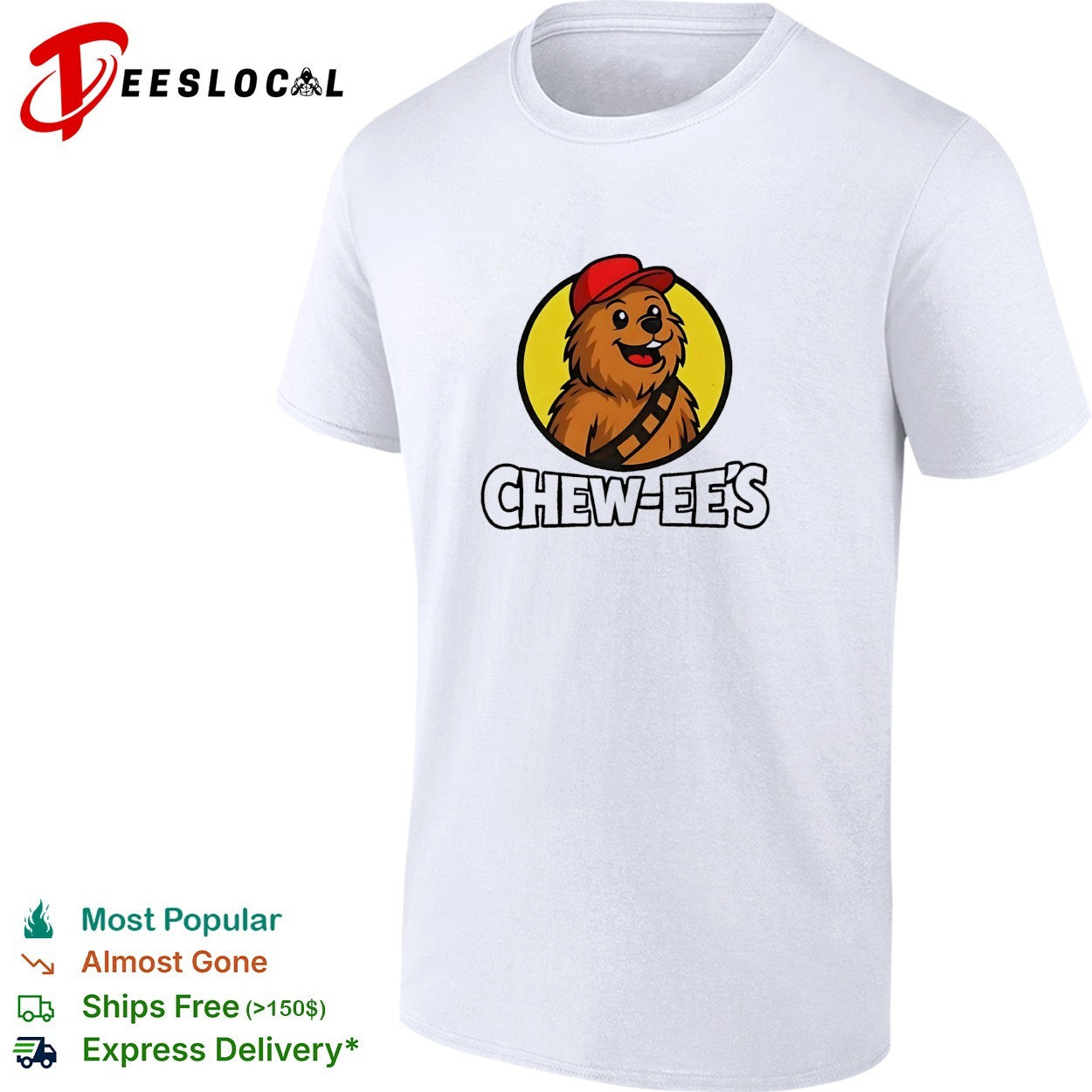 Chew ee’s Chewbacca fast food parody logo shirt
