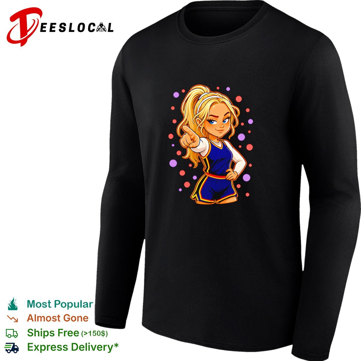 Chibi Sophie Cunningham pointing ponytail shirt