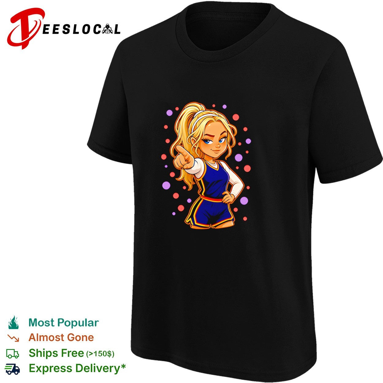 Chibi Sophie Cunningham pointing ponytail shirt