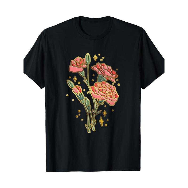 Chic Carnation Floral Graphic T-Shirt for Women