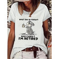 Chic Women'WB shield T-Shirt with Humorous Retired Life Print - Casual Round Neck, Short-Sleeved Blouse, Perfect for...