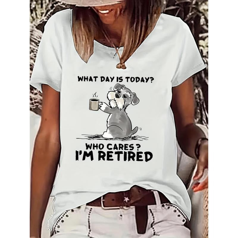 Chic Women'WB shield T-Shirt with Humorous Retired Life Print - Casual Round Neck, Short-Sleeved Blouse, Perfect for...