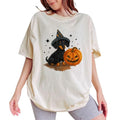 ChicCotton Dachshund On Pumpkin Comfort Colors Shirt, Wiener Dog T-shirt, Retro Halloween Graphic Tee, Dog Mom Clothing,...