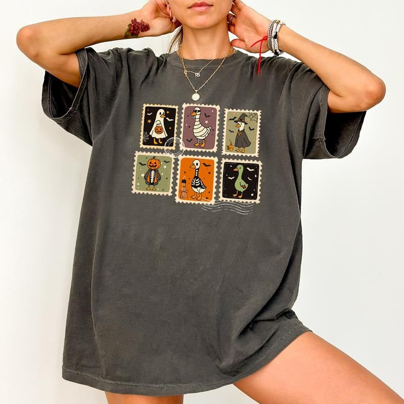 ChicCotton Just A Spooky Goose Comfort Colors Shirt, Halloween Goose T-shirt, Funny Meme Spooky Season Graphic Tee,...