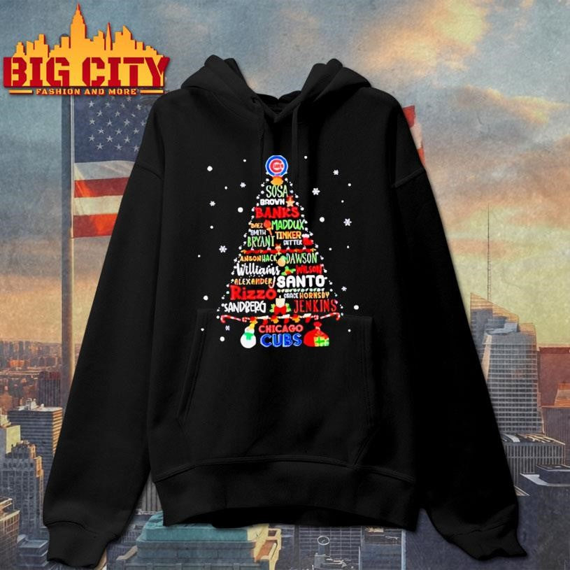 Chicago Cubs MLB name players tree Christmas 2025 shirt