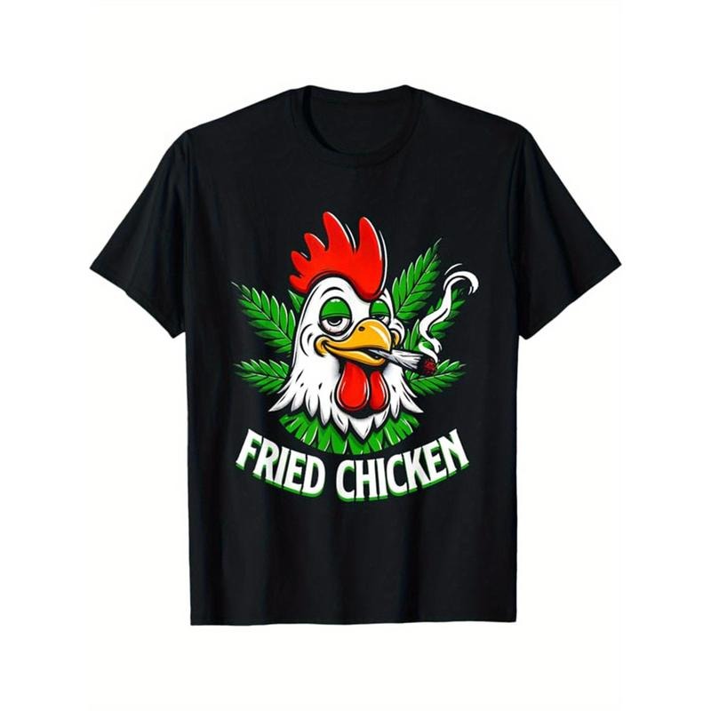 Chicken Print Men'S Cotton T-shirt, Casual Short Sleeve Crew Neck T-shirt, Men'S Tee For Outdoor Made in USA Hoodie,...