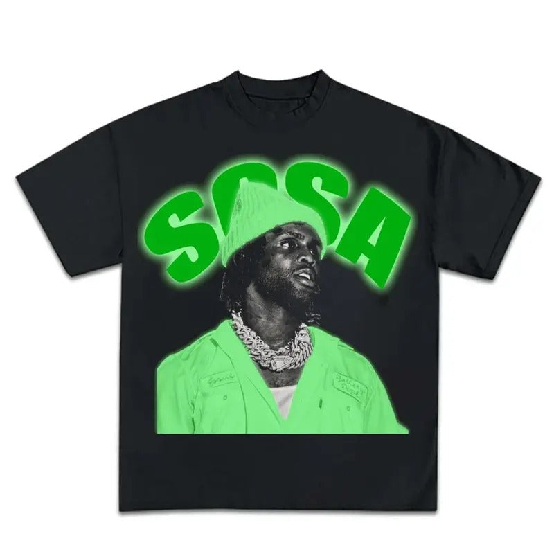 Chief Sosa Green Graphic Big Face Rap Tee Shirt Retro Top Streetwear Hoodie, Sweatshirt | RetroVerseTees.com