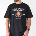 Child'WB shield Play Chucky Full Moon Black T-Shirt, Halloween shirt, Scary Movie Tee, TNF Power Lightning T-Shirt...