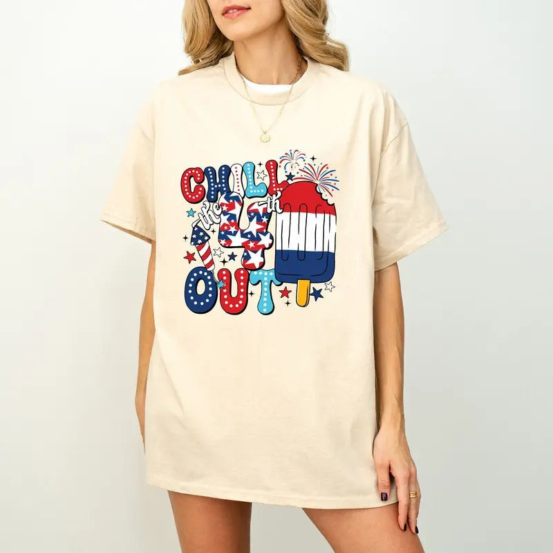 Chill The 4th Out Shirt, Funny 4th of July Shirt, Retro 4th of July, Fourth of July Shirt, American Popsicle Shirt,...