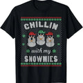 Chillin With My Snowmies Ugly Christmas Snowman T-Shirt Hoodie, Sweatshirt | RetroVerseTees.com