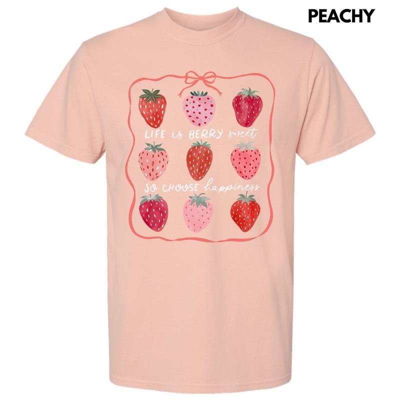 Choose Happiness Strawberry Collage Comfort Colors T-Shirt 'NLB' Hoodie, Sweatshirt | RetroVerseTees.com
