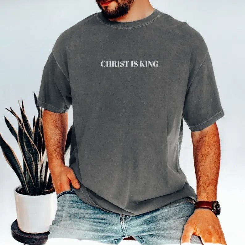 Christ is King graphic tee, Jesus Classic Shirt, Jesus Faith Bible Verse Classic Unisex T-shirt Cotton Menswear Top...