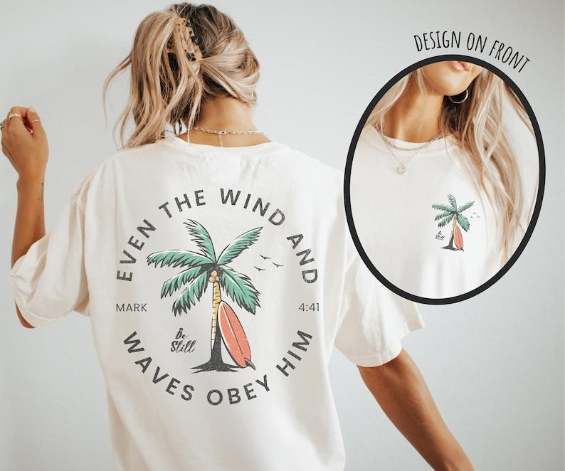 Christian Bible Verse shirt Beachy Backprint Tee Trendy Oversized TShirt Unisex Tee Teen Baptism Gift Ocean Inspired...