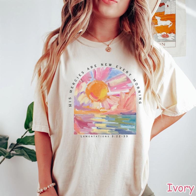 Christian Comfort Colors Shirt, His Mercies Are New Every Morning Bible Verse Shirt, Religious Women Gift Faith Tee...
