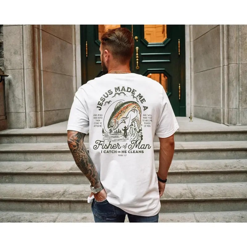 Christian Shirts for Men Christian T Shirts Fisher of Men Christian TShirts Gift for Men Christian Gifts Bible Verse...