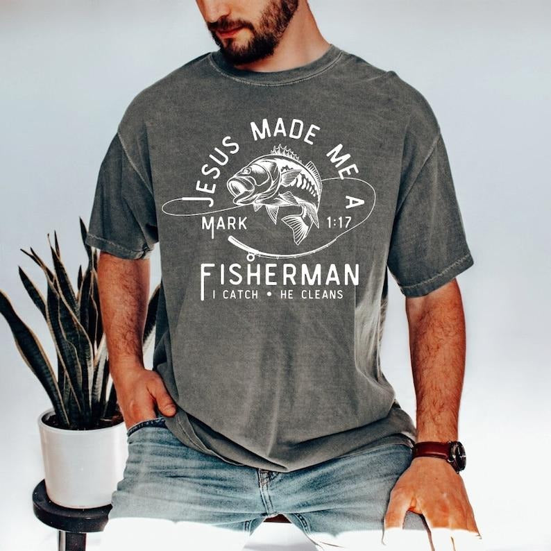 Christian Shirts, Christian Shirts for Men, Fisherman Tee Hoodie, Sweatshirt | RetroVerseTees.com