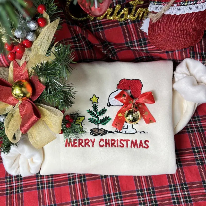 Christmas  Embroidered Sweatshirt, Christmas Cute Christmas Dog Lover Embroidered Shirt, Christmas Gifts Hoodie