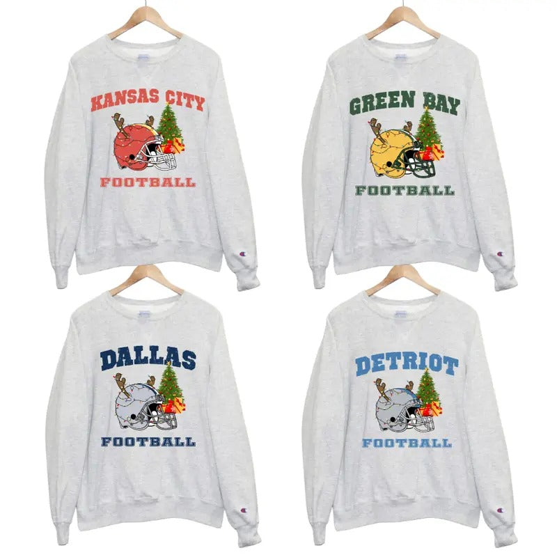 Christmas All Teams Football Sweatshirt, Unisex Crewneck Sport Classic Shirt All Teams Football, Christmas Shirt Football...