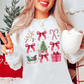 Christmas Bow Collage Graphic Tee - Candy Cane - Reindeer - Coquette Christmas Shirt - Santa Claus - Red Bow Christmas