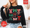 Christmas Bows Comfort Colors Long Sleeve T-Shirt, Cute Women's Holiday Tee Hoodie, Sweatshirt | RetroVerseTees.com